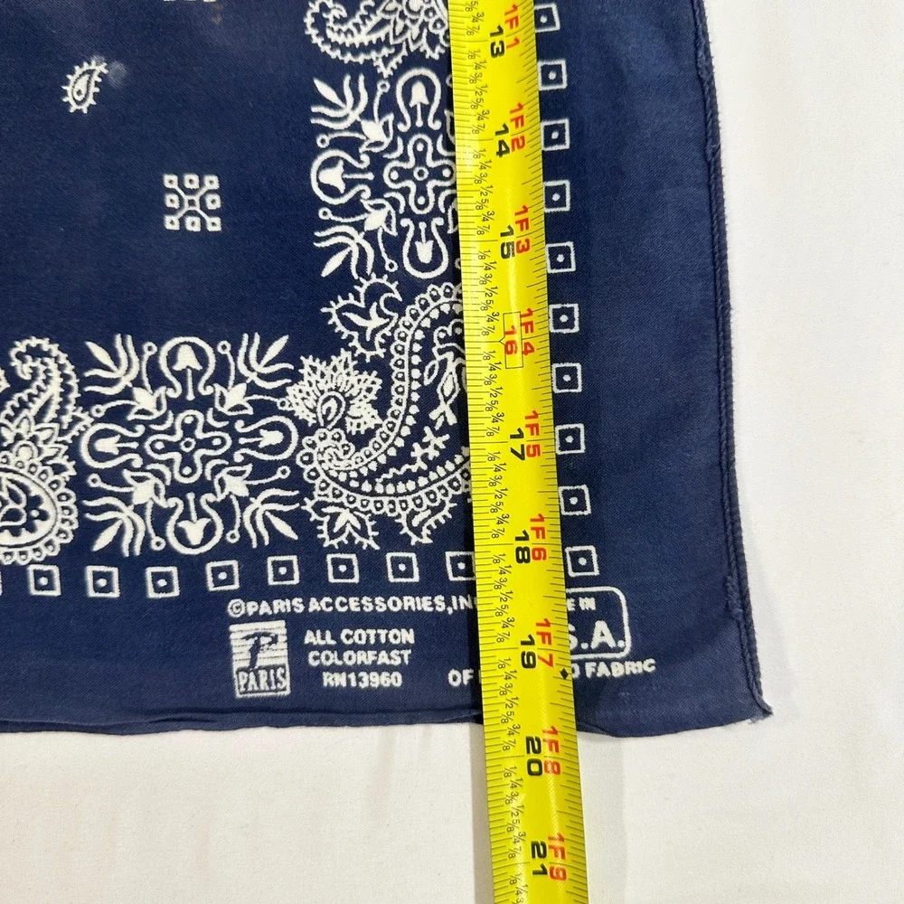Paris Accessories Bandana Navy Blue Paisley Cotton Made in USA Vintage Scarf